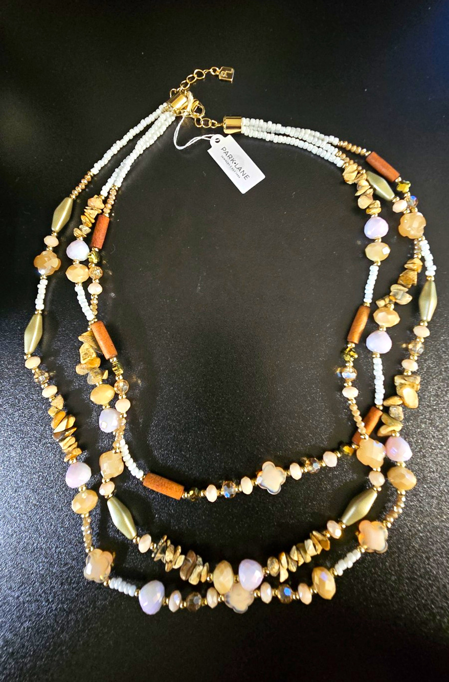 Park Lane Multicolor Layered Beaded Necklace Crystal Stone Adjustable Lobster